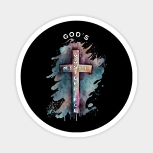 God's Messy Masterpiece Cross, Unisex Christian Cotton T-Shirt, Stylish Colorful Imagery, Trendy Spiritual Shirt, Christian Apparel, Comy, Soft Magnet
